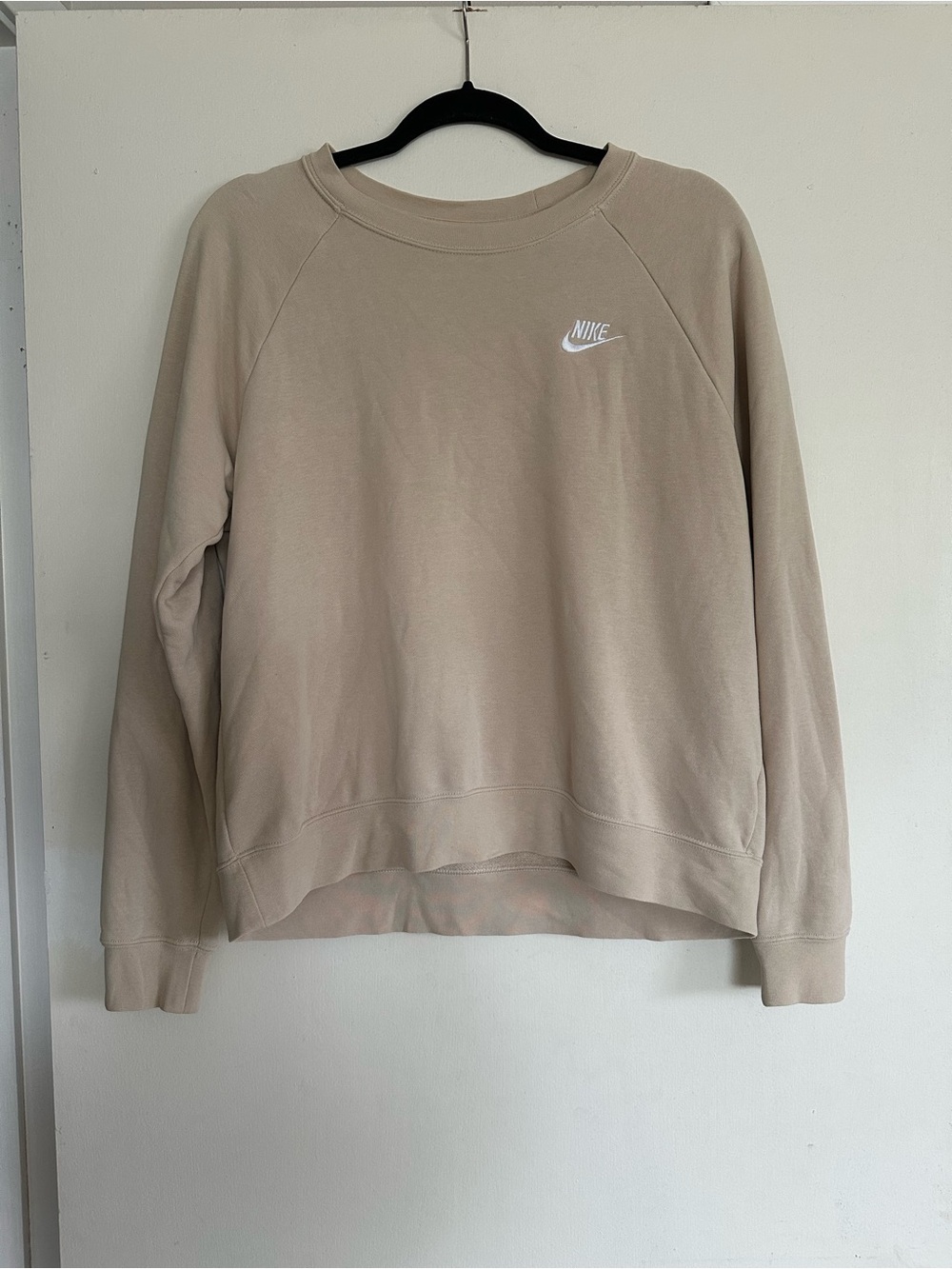 Nike Women's Crewneck Sweatshirt in Light Beige with White Logo